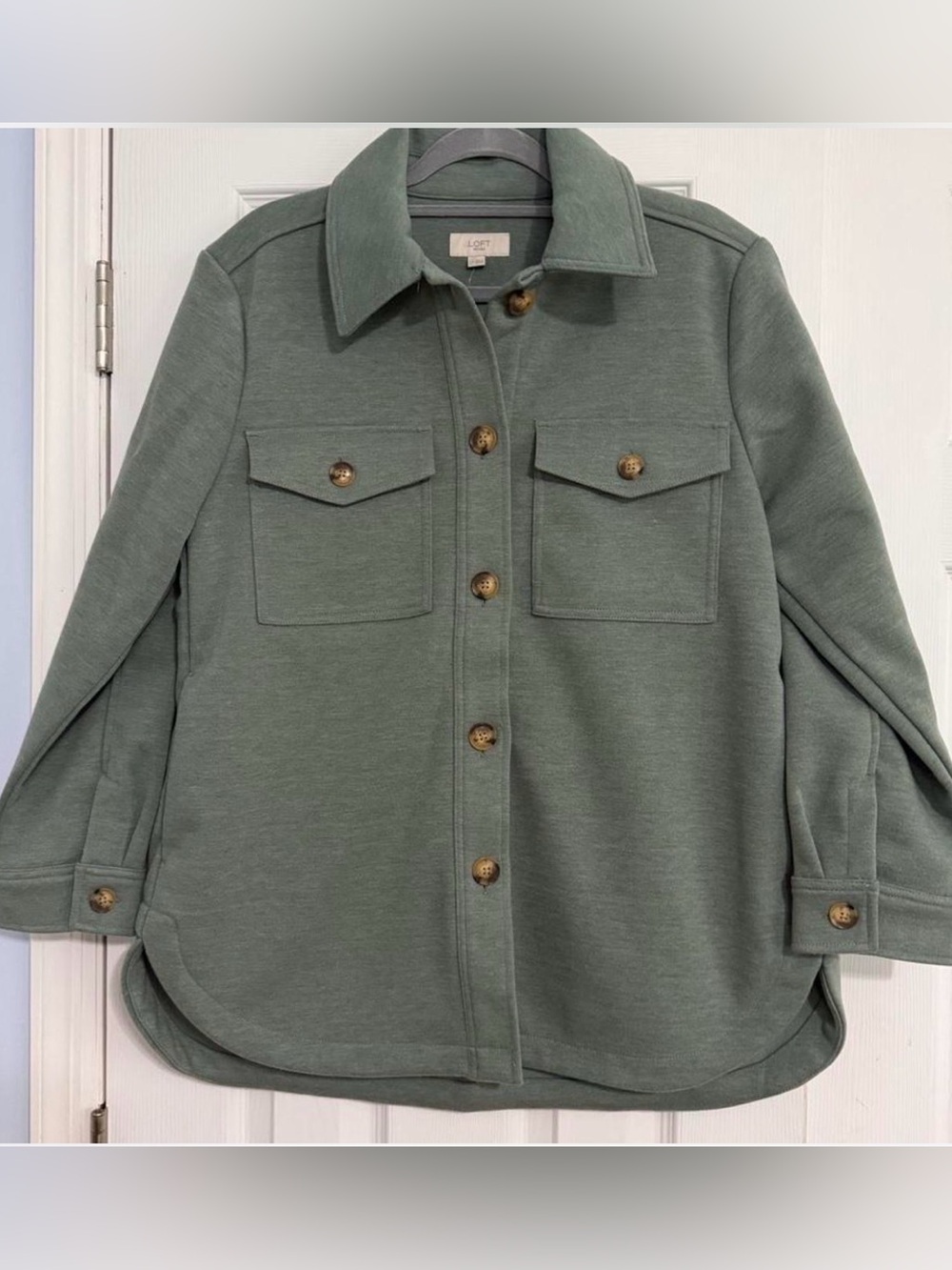 Sage Green Shacket-style Button-up Jacket